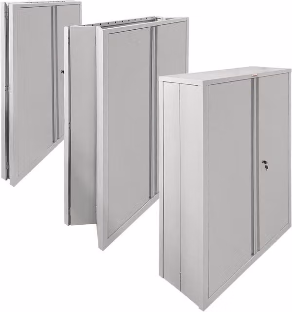 Phoenix Safe Company Grey Stationery Cupboard with Key Lock, H 140 cm x W 100 cm x D 30 cm