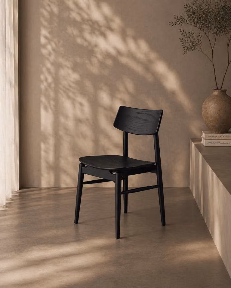 Tommy Franks Mono Solid Oak Dining Chair in Matte Black