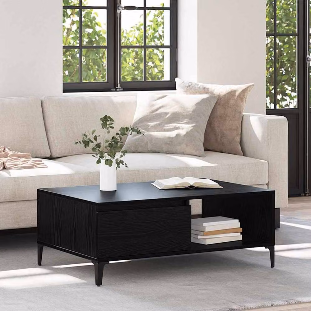 Berkfield Home Black Oak Coffee Table, W: 90 cm, D: 60 cm, H: 35 cm – 4