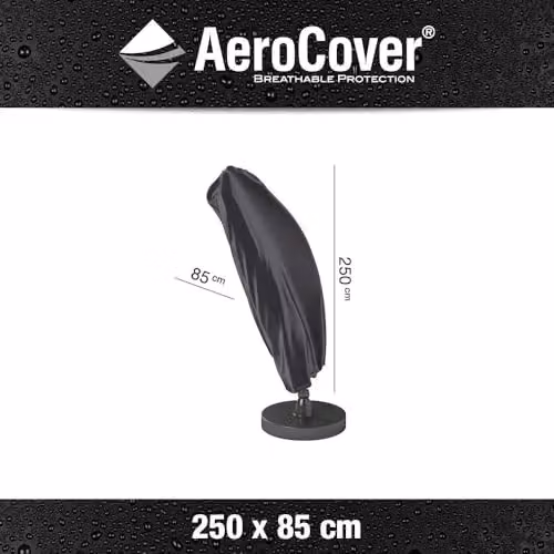 Pacific Lifestyle Aerocover Grey Polyester Heavy Duty Waterproof Protective Outdoor Cover for Free Arm Parasols, W 250 cm x D 85 cm – 2