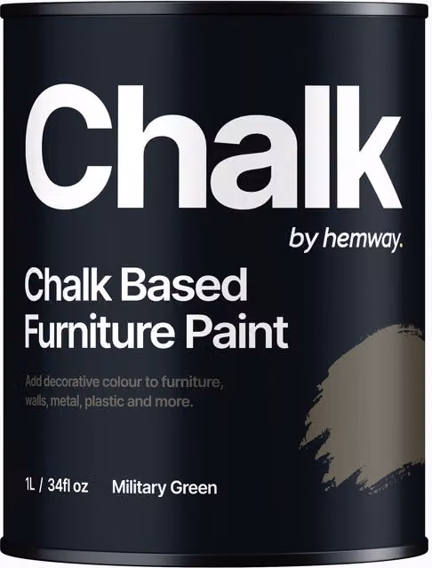 Hemway Chalk Based Furniture Paint in Flat Matt Military Green, 1L