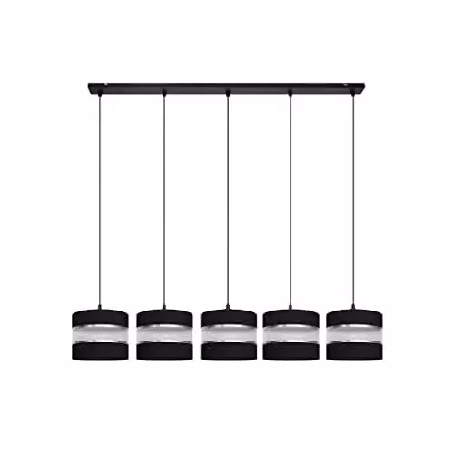 Netlighting Helen Straight Bar Pendant Ceiling Light in Black and Silver, 115 cm – 1