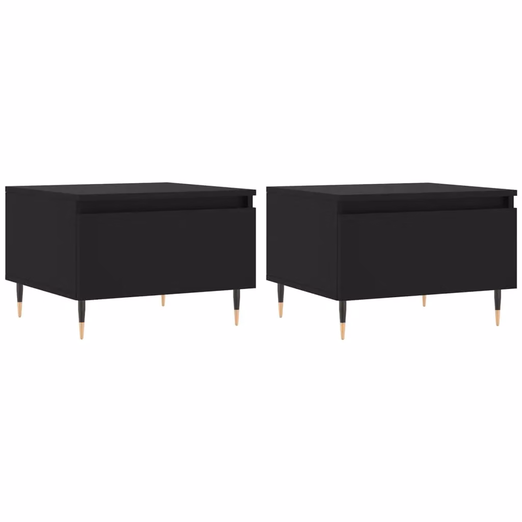 Berkfield Home Set of 2 Modern Black Nesting Coffee Tables, W/D/H: 50 x 46 x 35 cm – 1
