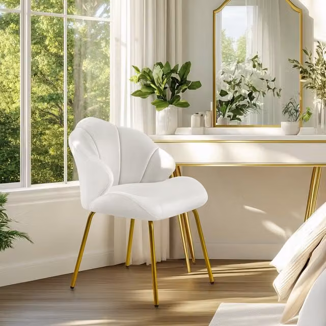 Yaheetech Modern Shell Shaped Accent Chair in White