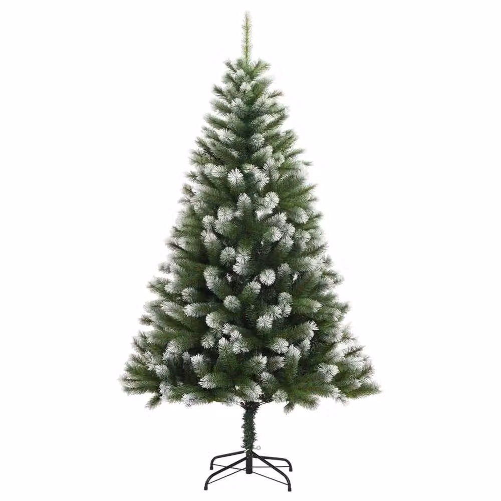 Berkfield Home Artificial Hinged Christmas Tree with Flocked Snow, Green, Height: 210 cm – 2