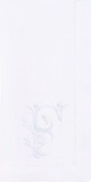 Mafra White Linen Christmas Table Linens with Embroidered Letters W/D/H: 50 x 50 x 50 cm