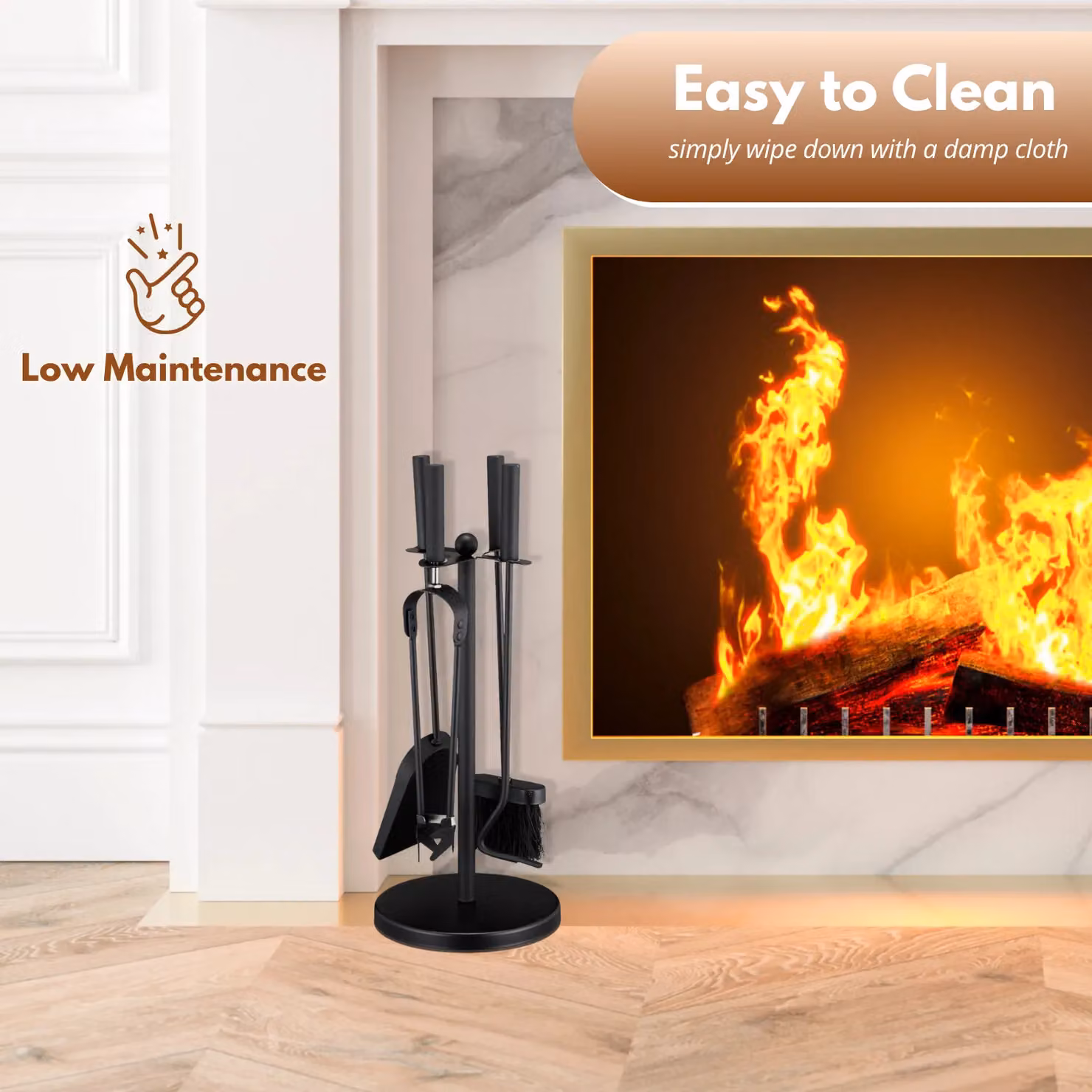 Marco Paul 5pc Fireside Accessory Set with Stand in Black – 7