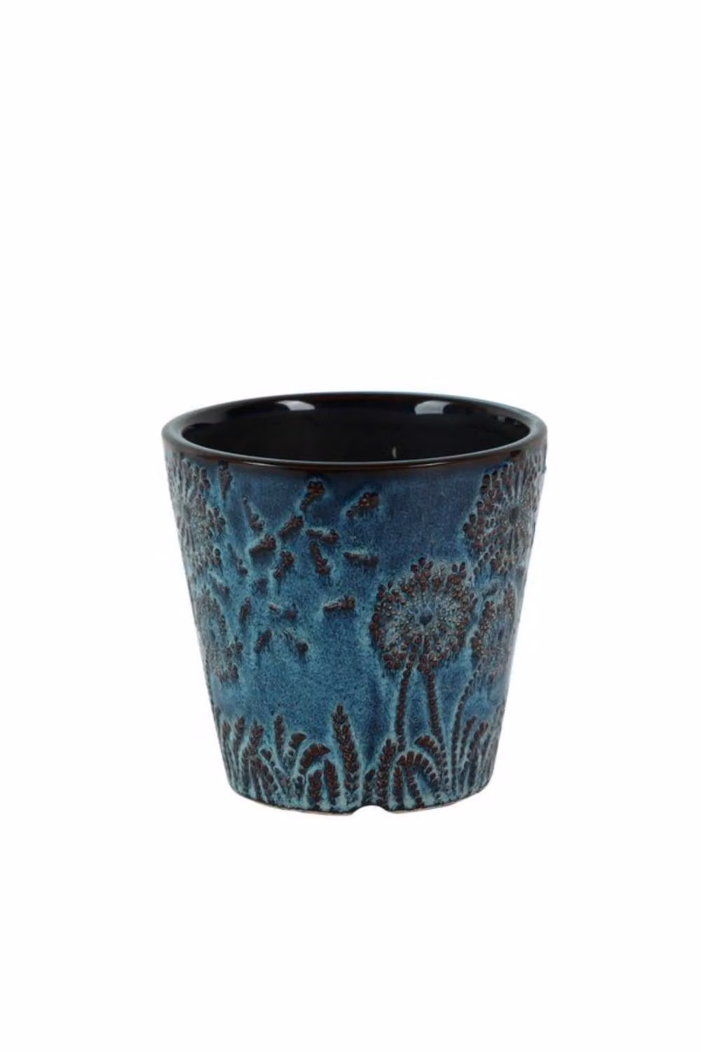 KDMD Hortus Cairns Stamped Ceramic Tabletop Pot in Ice Blue, W: 14.5 cm, D: 13.5 cm, H: 13.5 cm – 2