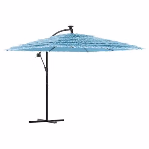 vidaXL Garden Parasol with Steel Pole and Polyester Canopy, Blue, W: 246 cm, D: 246 cm, H: 230 cm – 1