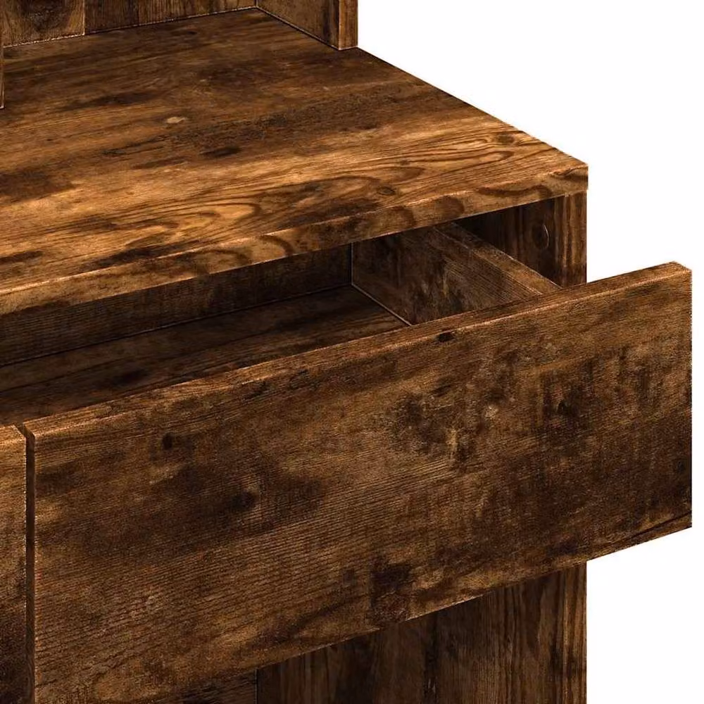 Berkfield Home Beautiful LED Dressing Table in Smoked Oak Brown, W: 80 cm, D: 41 cm, H: 144.5 cm – 5
