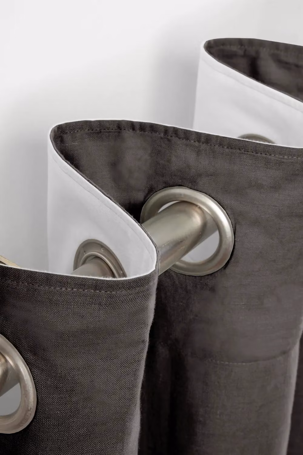 Lazy Linen Charcoal Grey Pure Washed Linen Eyelet Curtains, Width: 167 cm, Drop: 183 cm – 3