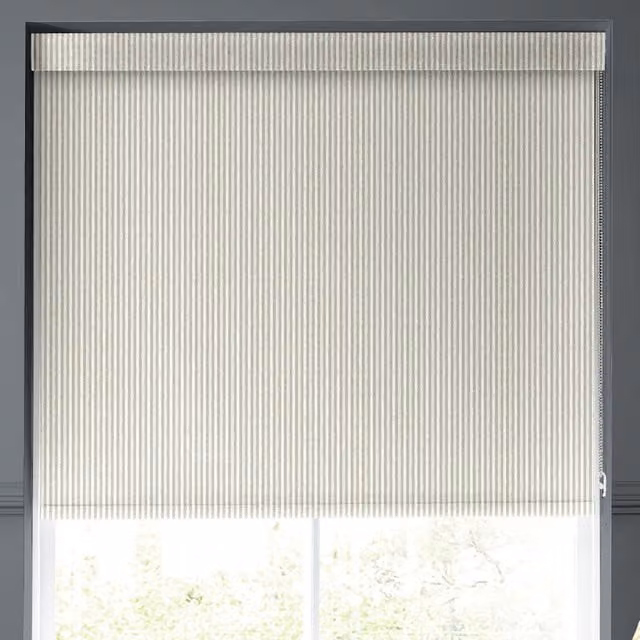 Emily Bond Oscar Stripe Made to Measure Blackout Roller Blind in Pebble
