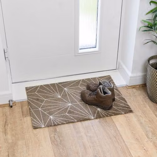 JVL Mega Machine Washable Non-Slip Entrance Doormat, Brown Geo, W: 50 cm, D: 75 cm – 2