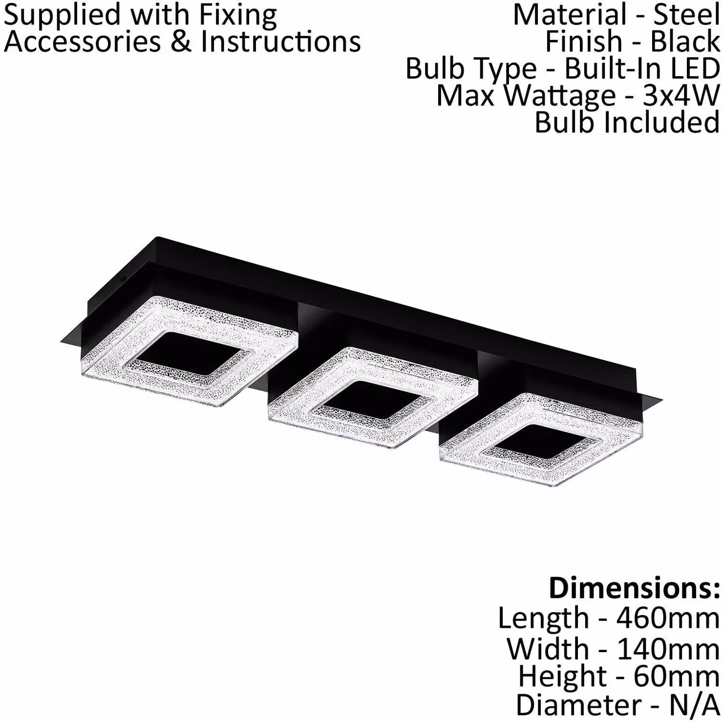 Loops Black and Transparent LED Ceiling Light with Crystal and Plastic Shade – 2
