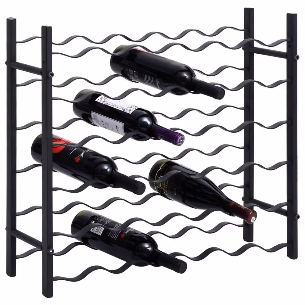 Berkfield Home Wall Mounted Metal Wine Rack for 36 Bottles, Black Matt, H: 64.0 cm x W: 58.5 cm x D: 22.0 cm – 2