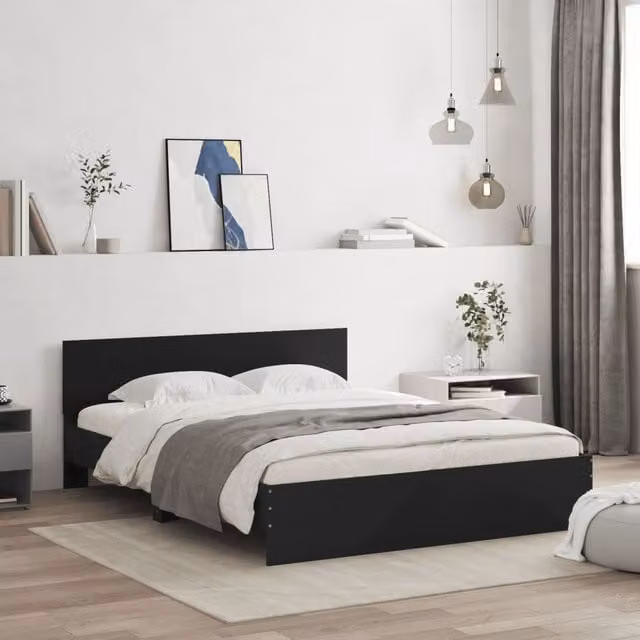 Berkfield Home Bed Frame in Black, W/D/H: 140 x 200 cm