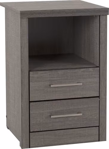 Seconique Lisbon 2 Drawer Bedside Table in Black and Grey – 1