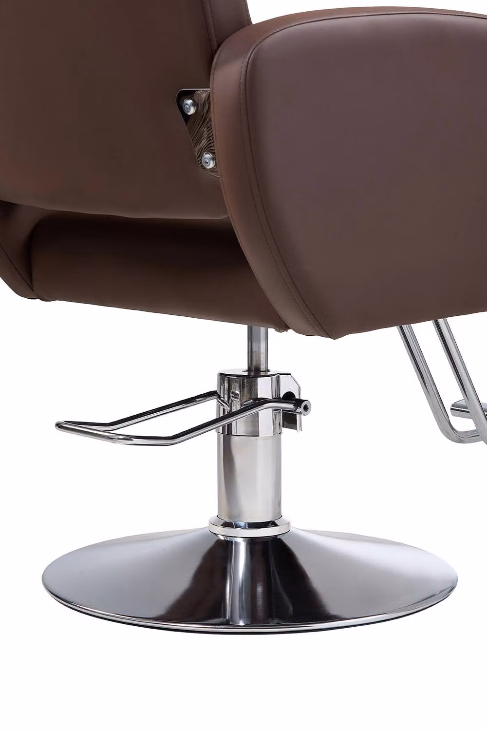 Living and Home Height-Adjustable Swivel Salon Barber Chair in Brown with Armrests and Synthetic Leather – 5