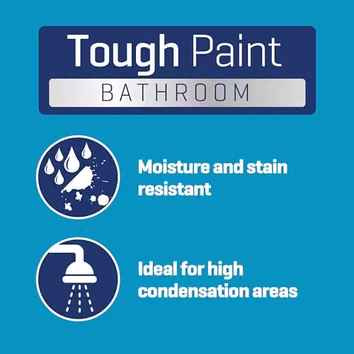 Johnstone's White Satin Gloss Bathroom Wall and Ceiling Paint, 2.5L – 2