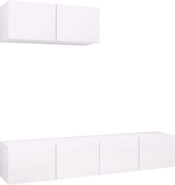 Berkfield Home 3-Piece White Matt MDF Wall-Mounted Living Room TV Cabinet Set
