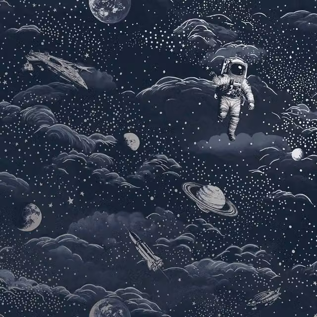 Holden Décor Lost In Space Abstract Wallpaper in Mid Blue – 1