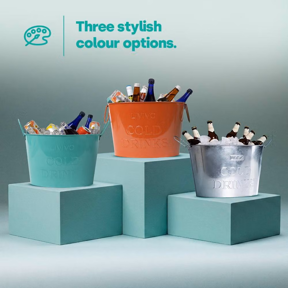 LIVIVO Galvanised Steel Drinks Bucket in Coral – 5