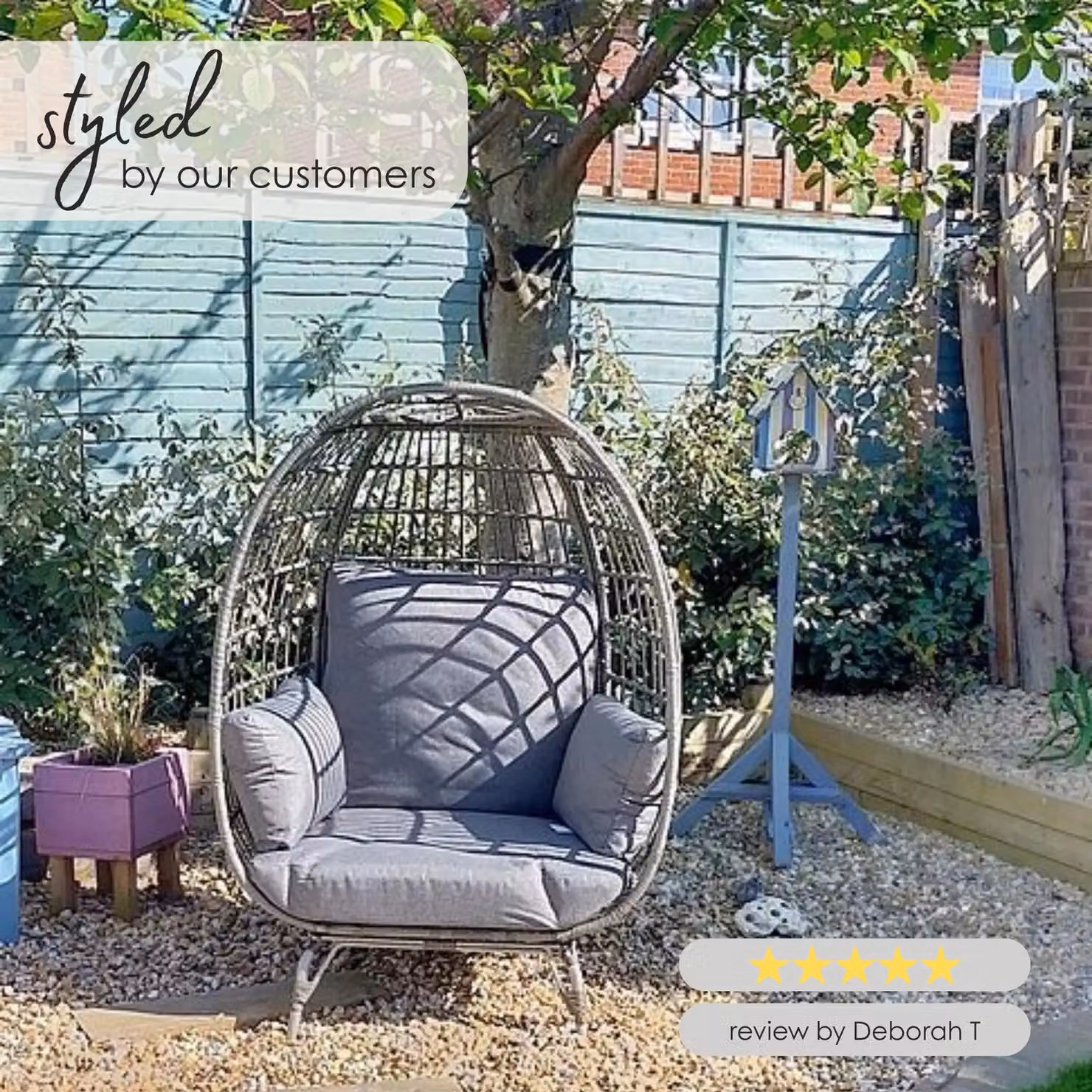 FurnitureboxUK Grey Rattan Garden Egg Chair for Terrace and Garden – 5