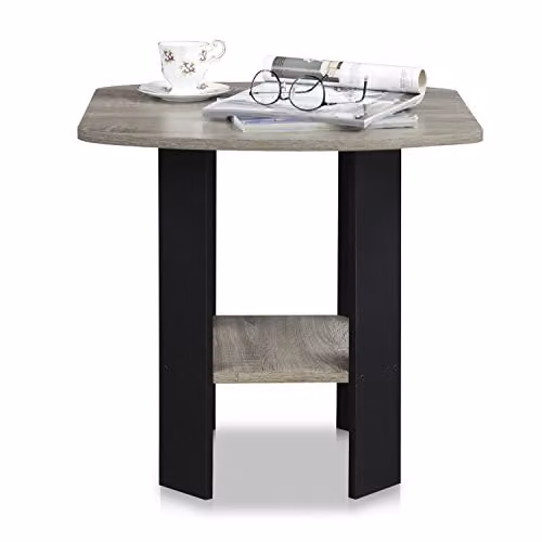 Furinno 2-Tier Side Table with Open Shelves in French Oak – 4