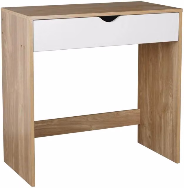 Havendro Modern 1 Drawer Vanity Desk in White and Oak, W/D/H: 75 x 40 x 75 cm – 1