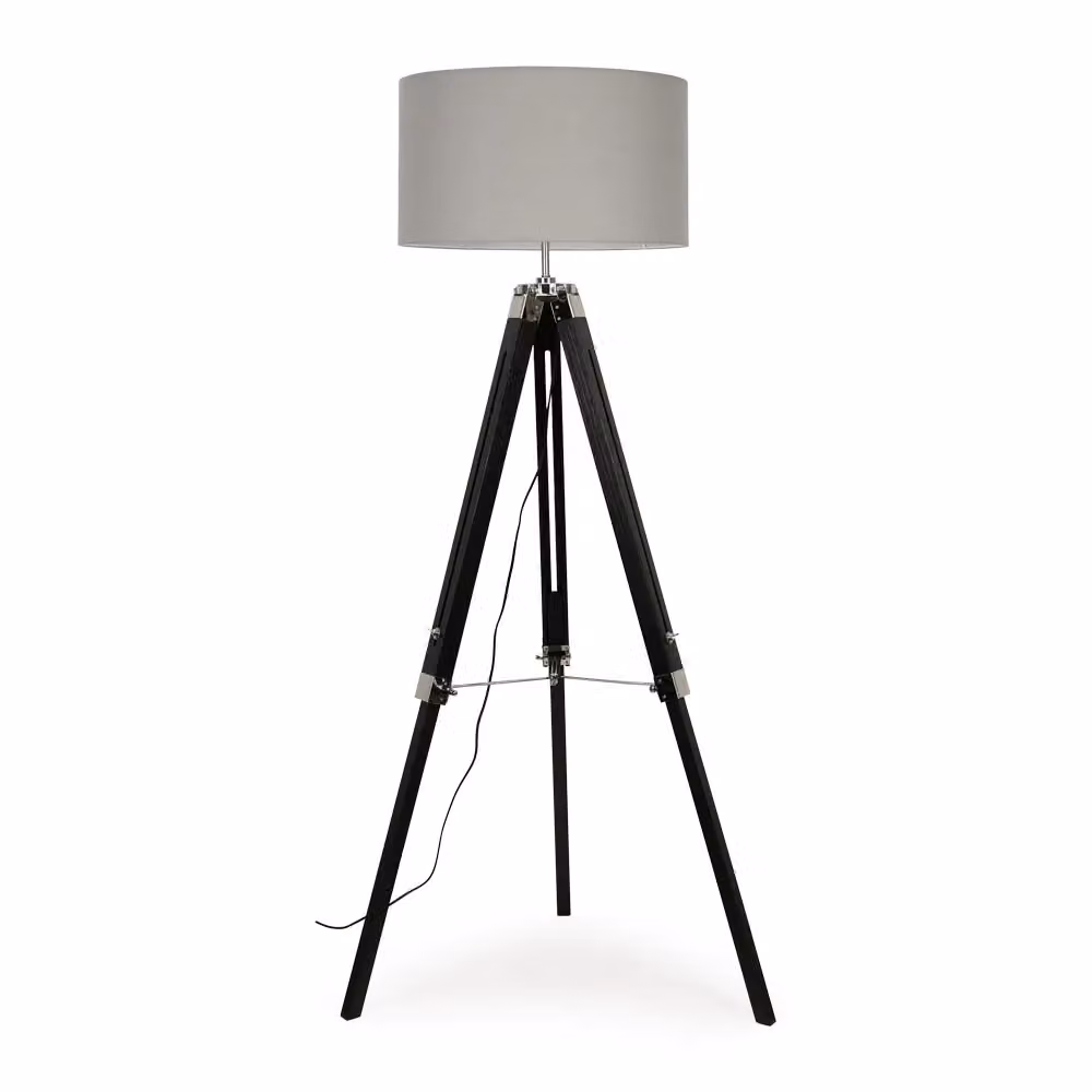 ValueLights Clipper Black Modern Floor Lamp with Fabric Shade and E27 LED Compatibility – 2