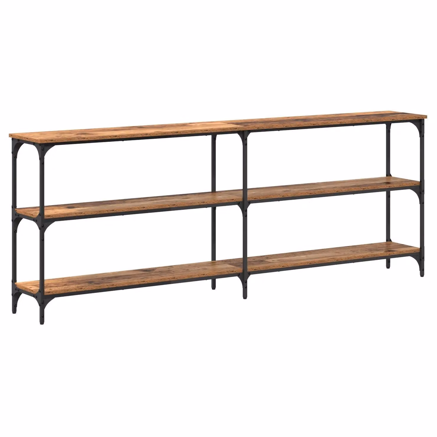 Berkfield Home Industrial Console Table in Brown Wood and Metal, W/D/H: 200 x 29 x 75 cm – 2