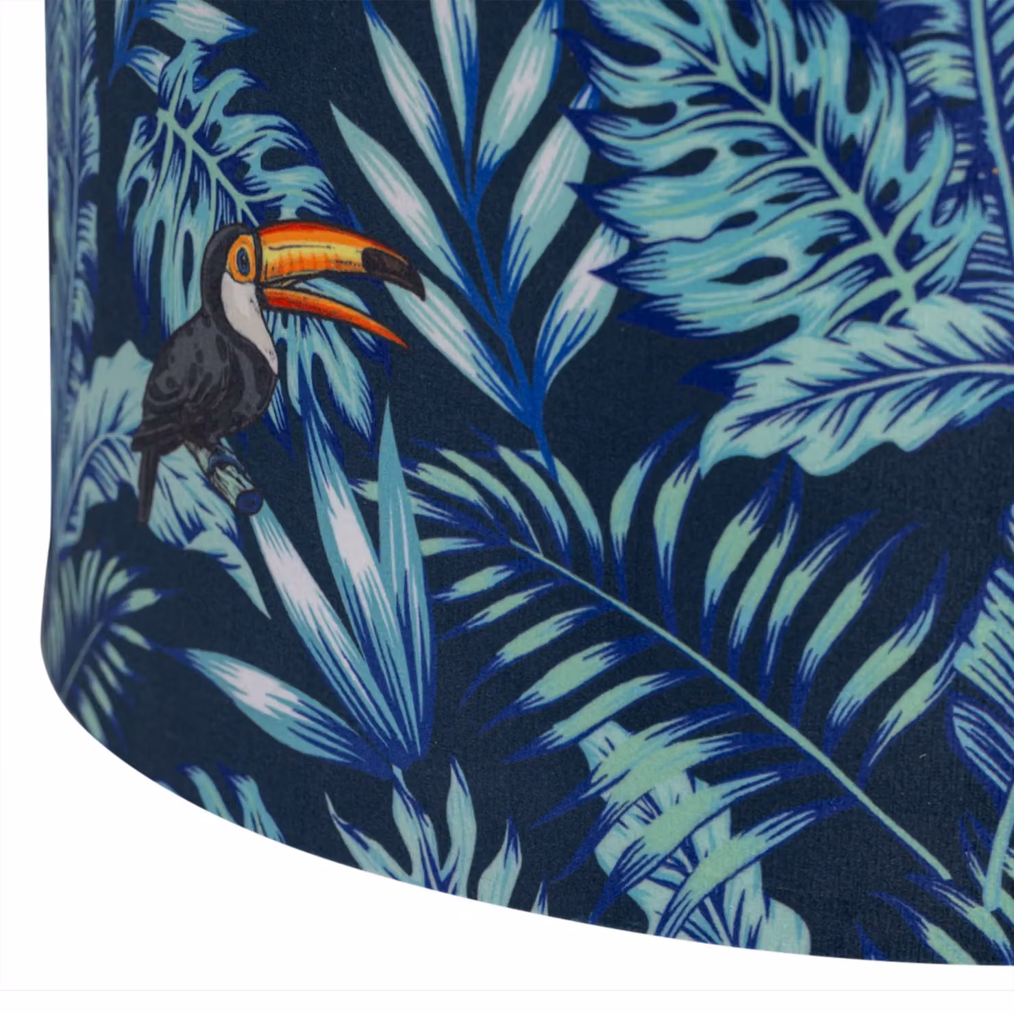 First Choice Lighting Set of 2 Toucan Blue Velvet Round Pendant or Table Lamp Shades, Diameter: 30 cm – 4