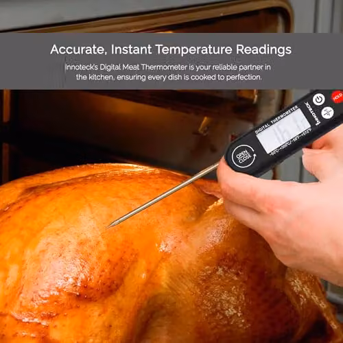 Innoteck Digital Meat Thermometer in Black with Stainless Steel Probe and Temperature Control – 4