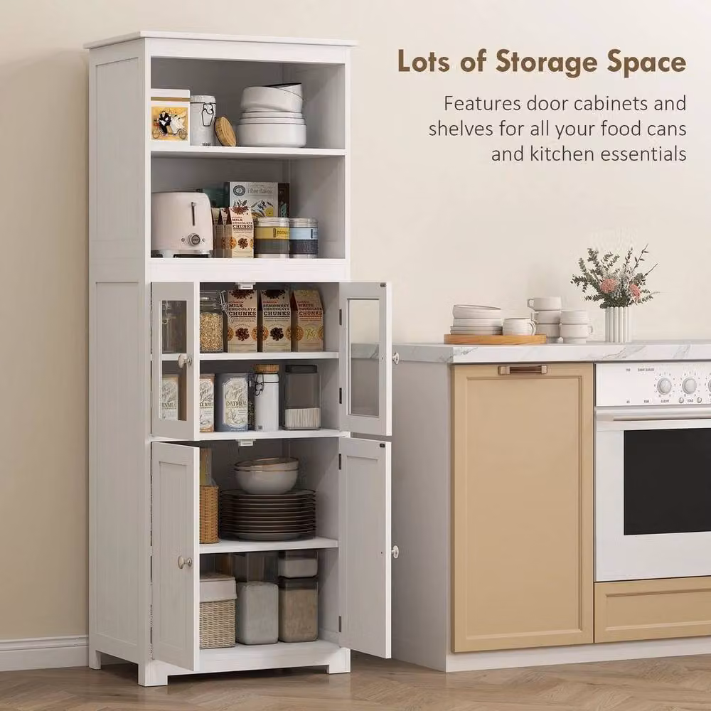 KORVIXA Kitchen Cupboard Storage Cabinet in White with Adjustable Internal Shelves, W: 60 cm, H: 75 cm – 2