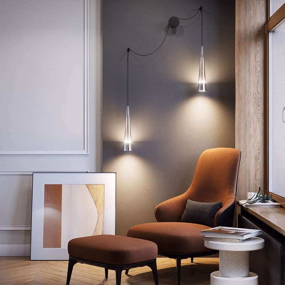 Maytoni Sintesi Modern 2 Light LED Wall Lamp in Chrome and Grey with 3000K Warm White Light – 2