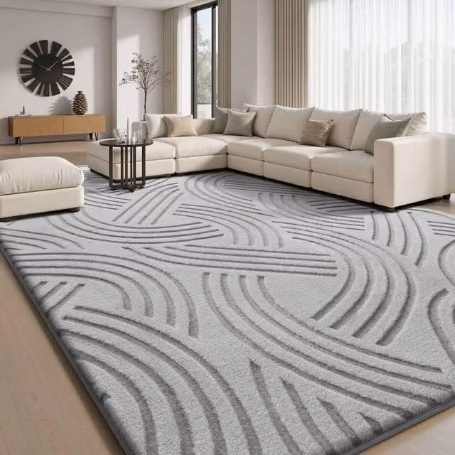 SPETLEK Abstract 3D Area Rug in Grey, Modern Polyester Rectangular Rug for Living Room or Bedroom, W/D/H: 200 x 300 cm