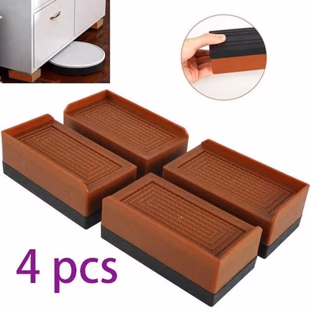 Kelvenix 4-Pack Heavy Duty Rectangle Bed Chair Risers in Brown – 1