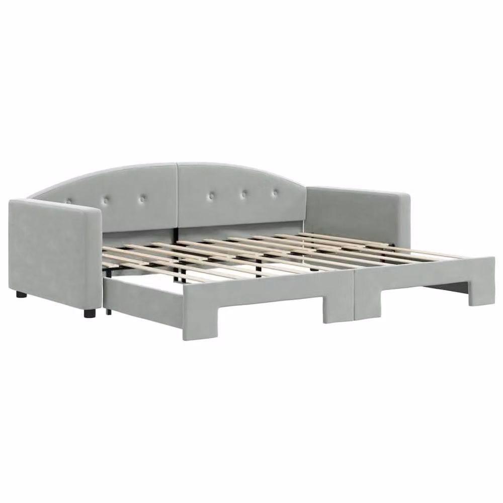 Berkfield Home Daybed with Trundle in Light Grey Velvet, W/D/H: 90 x 190 cm – 2