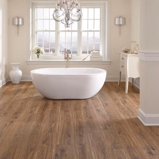 Livingandhome Rustic Wood Look Self-adhesive PVC Plank Flooring, Brown