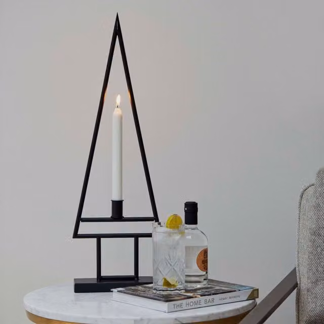 Ivyline Deco Table Top Tree Taper Candle Holder in Black, H59cm x W20cm