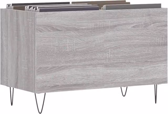 Berkfield Home Record Cabinet in Grey, W/D/H: 74.5 x 38 x 48 cm