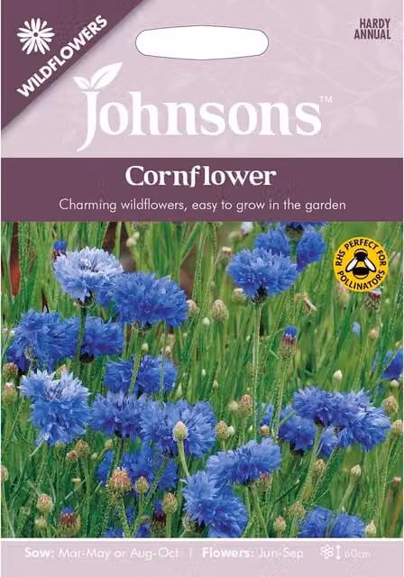 Johnsons Blue Cornflower Wildflower Seeds for Ornamental Gardens