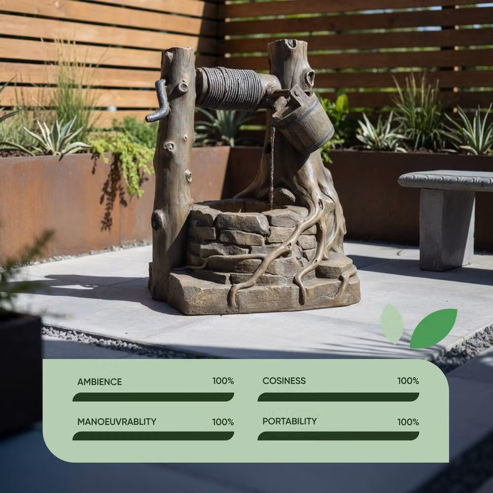Gardenwize Solar Rustic Brick Well Water Feature Fountain in Brown – 5