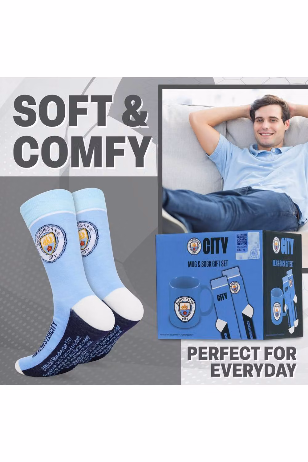 Get Trend Manchester City Mug and Socks Set in Blue, 315ml Ceramic Mug and Calf Socks – 5