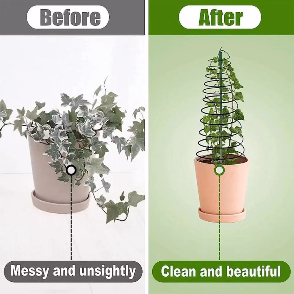 NESTLUNE 2-Pack Green Metal Garden Plant Support Spirals, Height: 100 cm, Width: 15 cm – 3