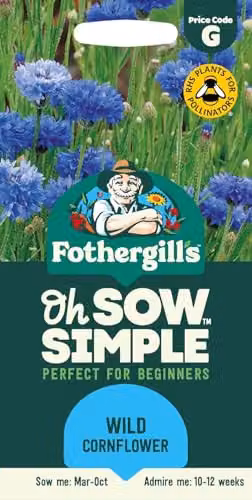 Mr Fothergill's Oh Sow Simple Wildflower Cornflower Flower Seeds, Mixed Blue and Multicolour – 1