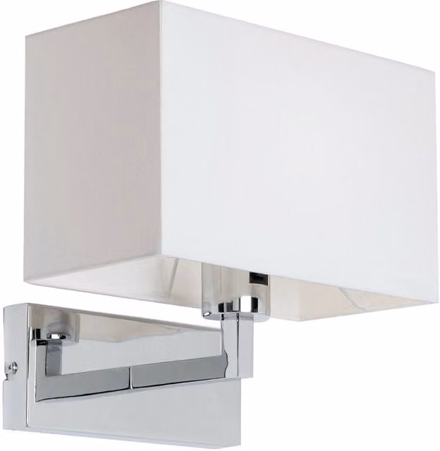 Loops Dimmable LED Wall Light in Chrome and White with Fabric Shade