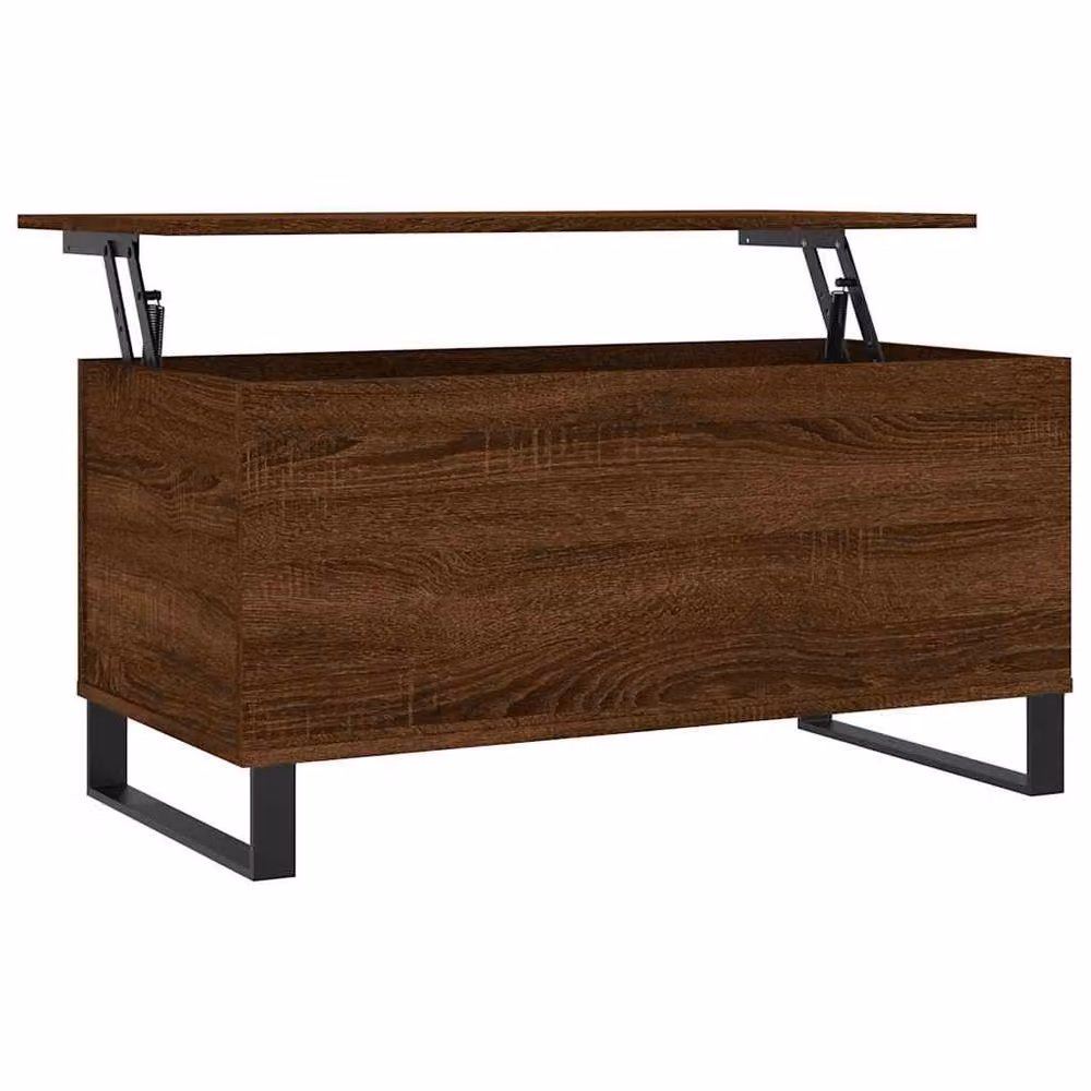 Berkfield Home Modern Rectangular Coffee Table in Brown Oak with Lift Mechanism, W/D/H: 90 x 44.5 x 45 cm – 2