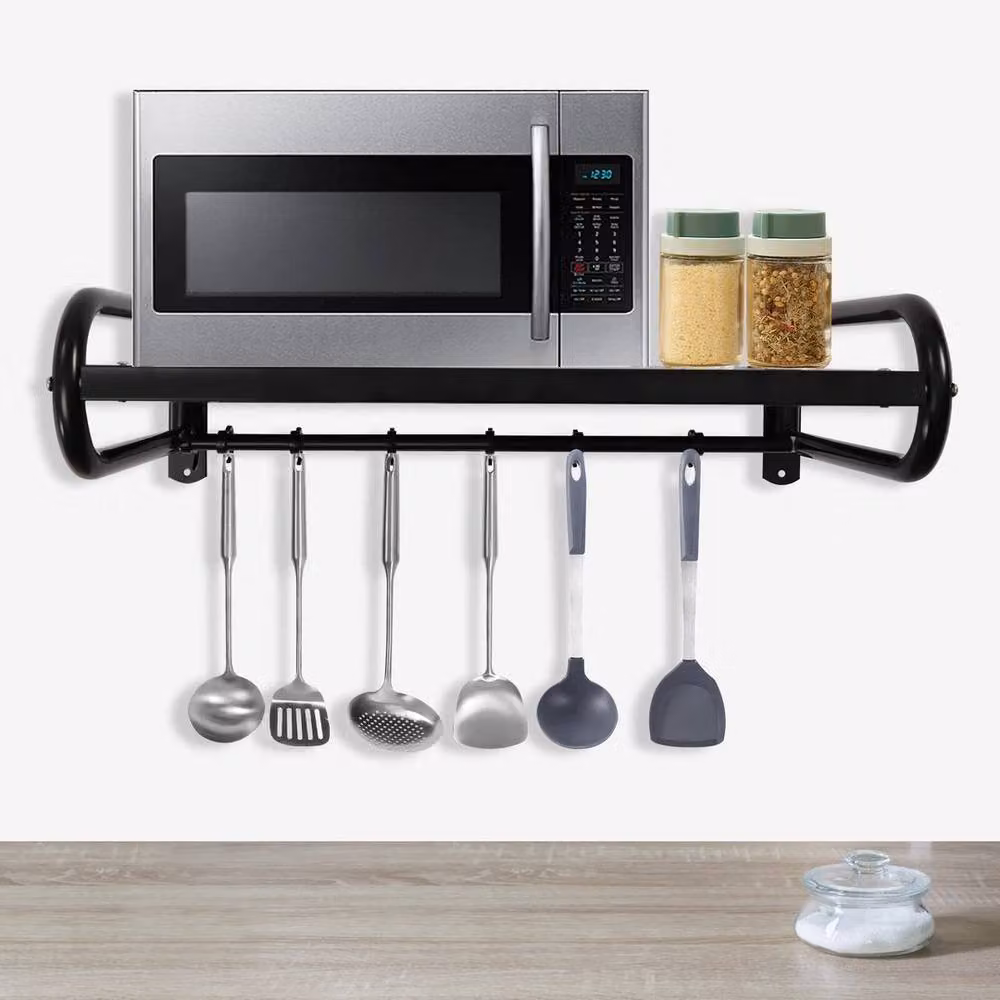 Kelvenix Black Metal Wall Mounted Microwave Oven Shelf – 4