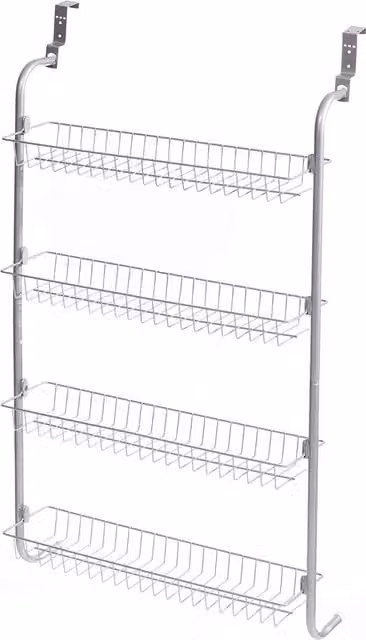 House Of Home 4 Tier Over Door Hanging Rack for Pantry and Storage Cupboard, Silver
